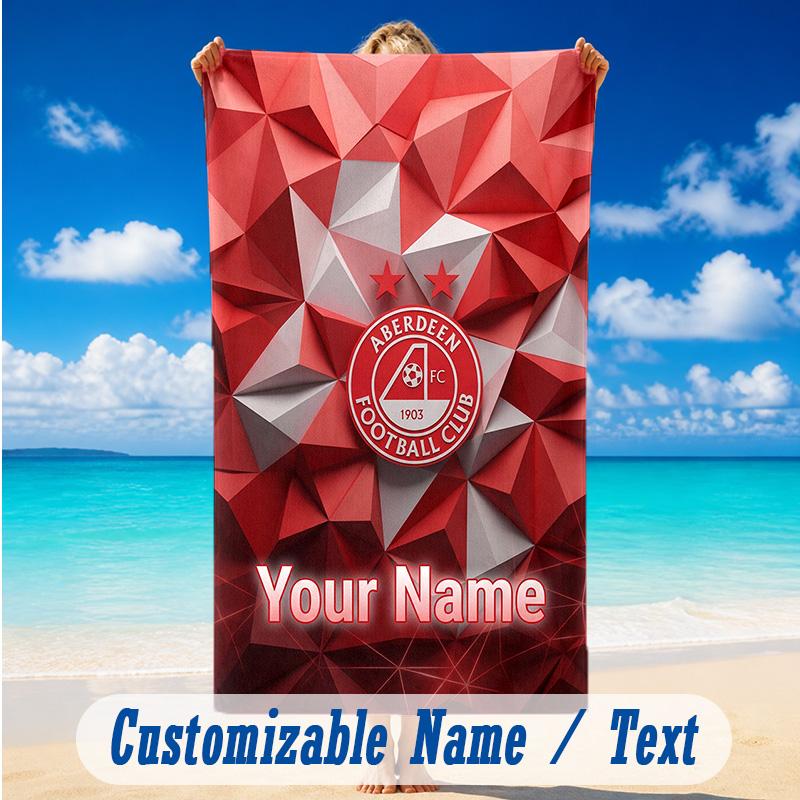Beach Towel Custom Name Text, Quick Dry Large Towel For Beach HomeAberdeen FC