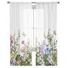 Vintage Watercolor Herb Modern Curtain For Living Room Transparent Tulle Curtains Window Sheer For The Bedroom Accessories Decor