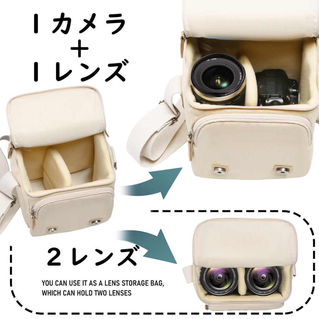 Cwatcun Camera Bag Shoulder Stylish Casual Canvas Material SLR Digital Camera (Beige, S)