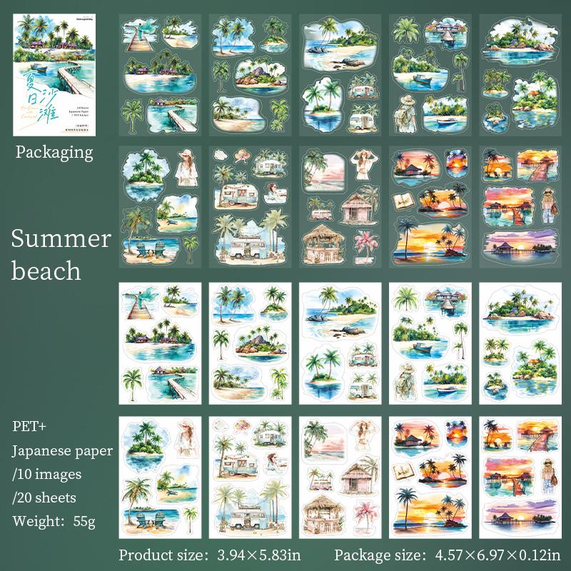 20 Sheets Per Pack of Sticker Book Garden Seasons Series Landscape Landscape Handbook Decorative Collage Bottom 4 Models