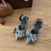 Fashion Bow Heeled Sandals Women Pointed Toe Elegant ShoesDesigner Woman Slippers 2025 Summer Pumps Dress New Party Mujer De Zapatillas