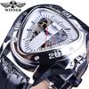 WINNER Steampunk moda triángulo esqueleto dorado movimiento misterioso hombres relojes de pulsera mecánicos automáticos marca superior de lujo