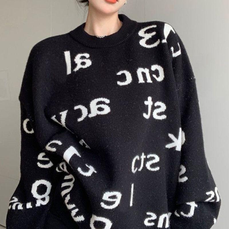 Women's Autumn and Winter Sweater, Thickened , Warm Knitted Stretchy Long-Sleeve Oversized Top