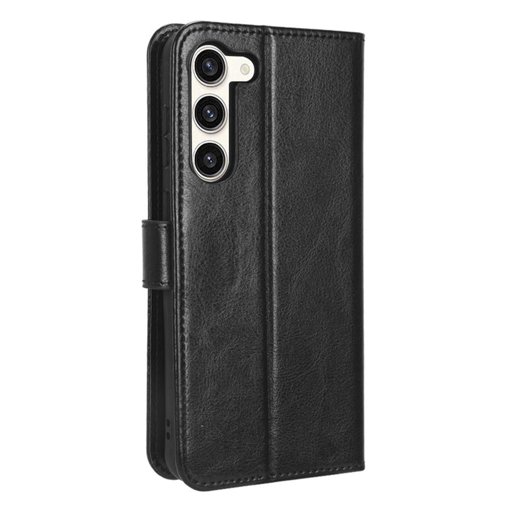 Phone Cover for Samsung Galaxy S23+ PU Leather Crazy Horse Texture Wallet Stand Phone Case with Strap