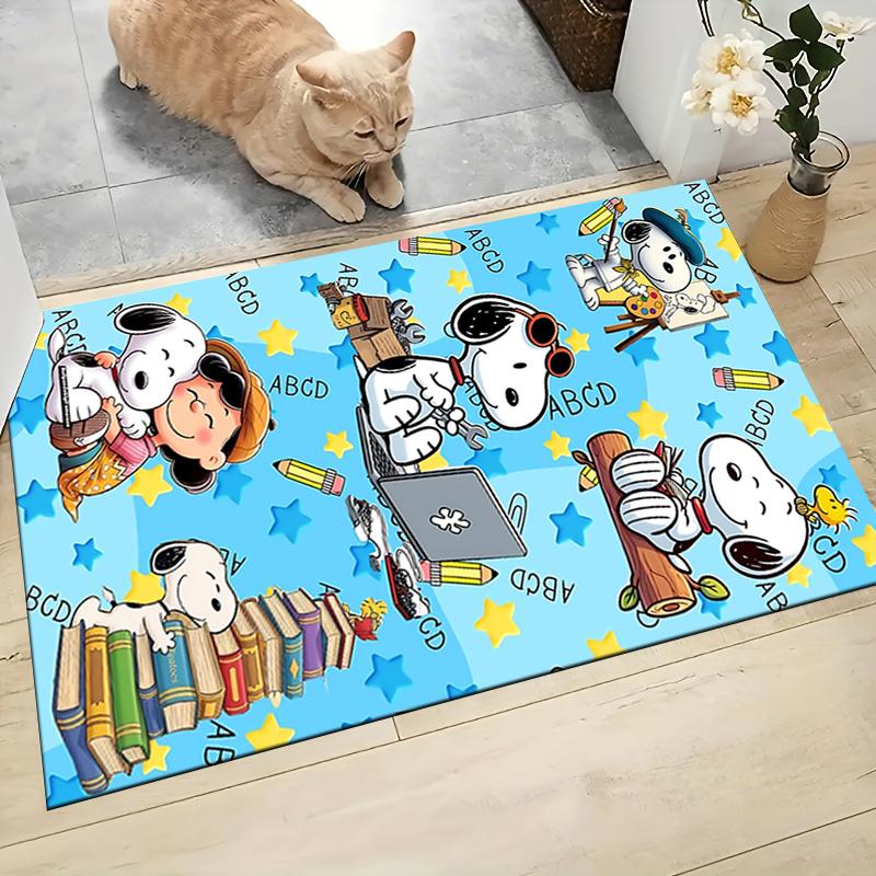 Snoopy'S Adventures Space Carpet Rug Soft Washable Anti Slip Home Living Room Sofa Mats Personalized Christmas Rug