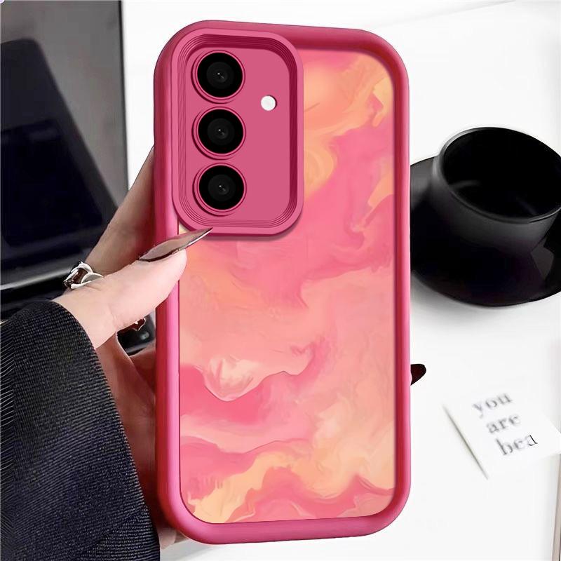 Sea Wave Pattern Shockproof Case For Samsung S24 FE S23 Ultra S22 S21 A16 A55 A15 A35 A54 A25 A34 A14 TPU Lens Protection Soft Matte Phone Cover