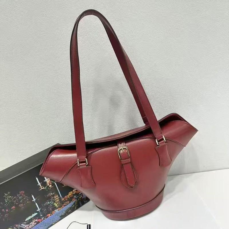 Genuine Leather Bag Korean Retro Fan Handbag Personalized Shoulder DG Dumpling 31x16.5x8cm красный