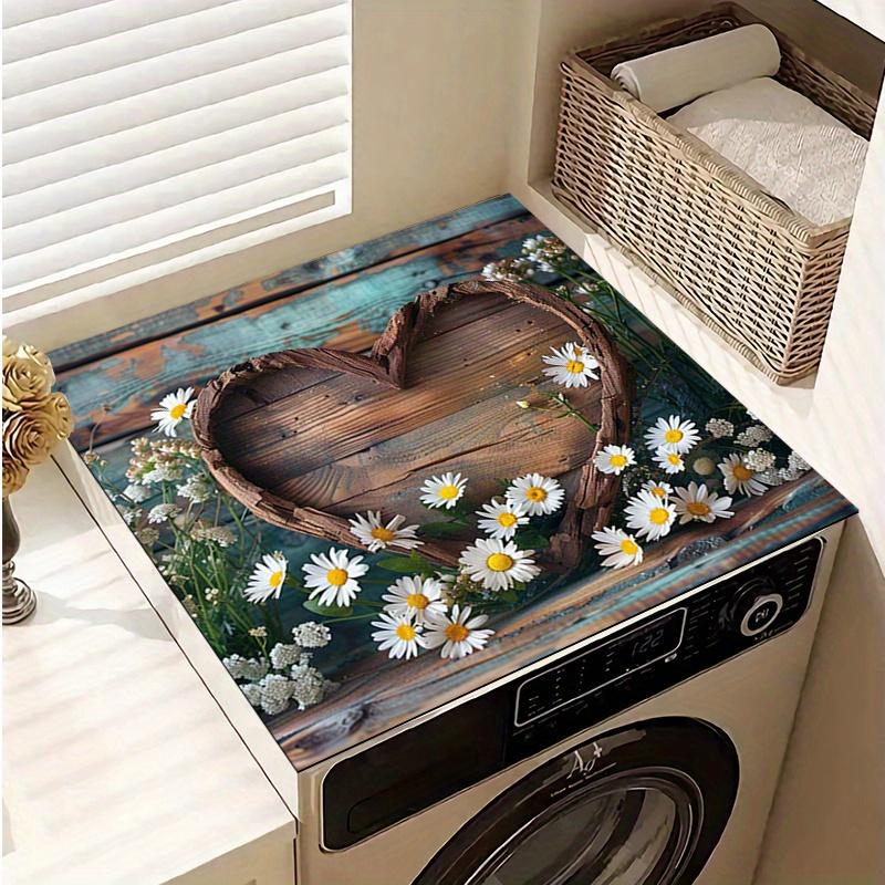 1Pcs Rubber Drying Mat With Daisy Heart  Print For Coffee Shop Restaurant Kitchen Carpet Tableware Durable Diatom Mud Table Mat Pet Mat Coffeeware
