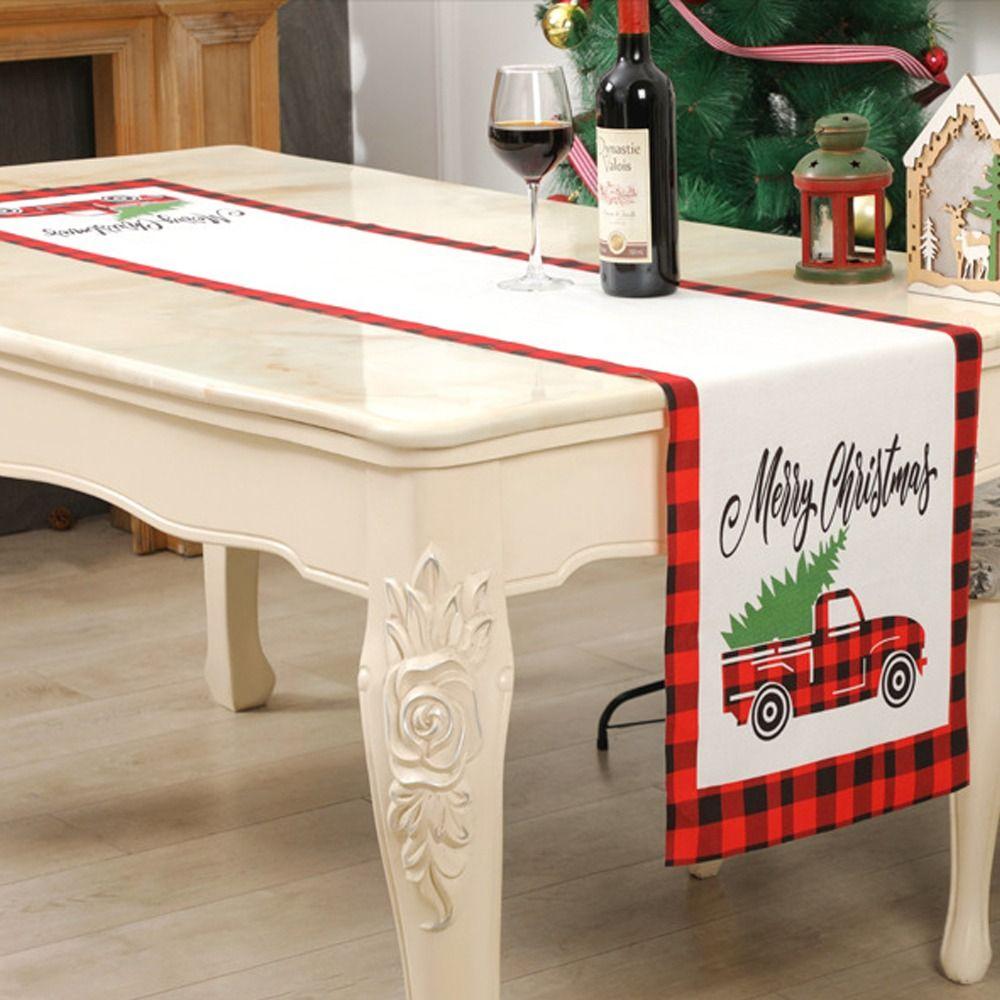 Christmas Tree Christmas Elk Table Runner Christmas Decoration  Christmas Festival Gifts