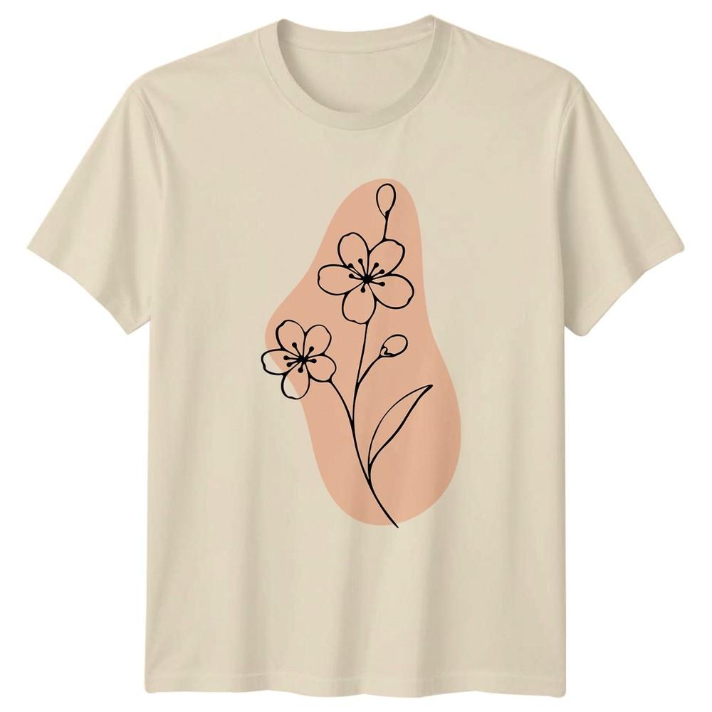 Minimalist Line Art Floral Bloom TShirt Botanical Illustration Nature Birthday