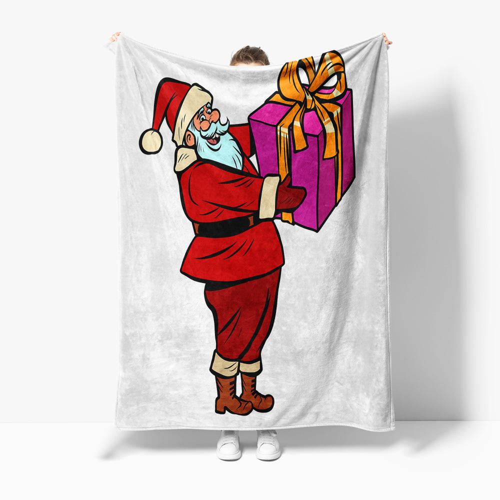 TU Santa Claus Throw Blanket Festive Holiday Christmas Reindeer Cozy Soft Warm Gift Decor Home Bedding Living Room Dorm
