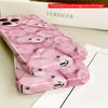 2DFlat Pink Teddy Bear Soft Fuzzy Phone Case All Inclusive Film Hard iPhone Case, Compatible with iPhone 18 Pro Max 17 16 15 14 13 12 11