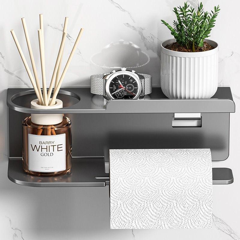 No Drilling Bathroom Toilet Paper Holder Multi-Function Storage Rack Toilet Tissue Holder Stainless Steel Easy Installation