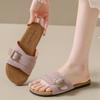 2025 Retro Women's Sandals Soft-soled Non-slip Wear-resistant Flat Shoes Fashion Metal Buckle Outdoor Comfortable Beach Shoes