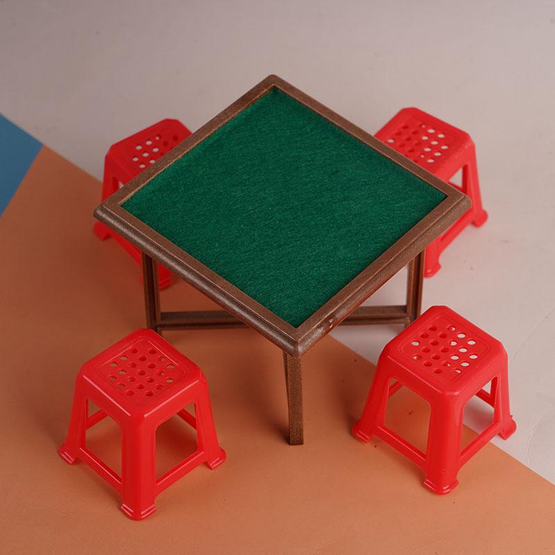 1:12 Dollhouse Dollhouse Mini Chess And Card Props Mahjong Table Chair Model Ornament Play House Toy