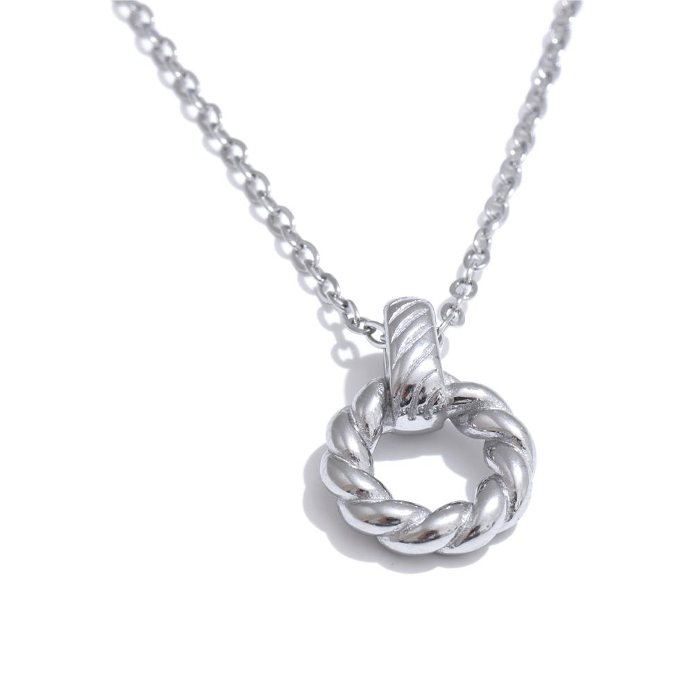 

Yhpup Trendy Stainless Steel Round Hollow Collar Necklace Pendant Trendy Charm Chic Versatile Daily Jewelry Wholesale