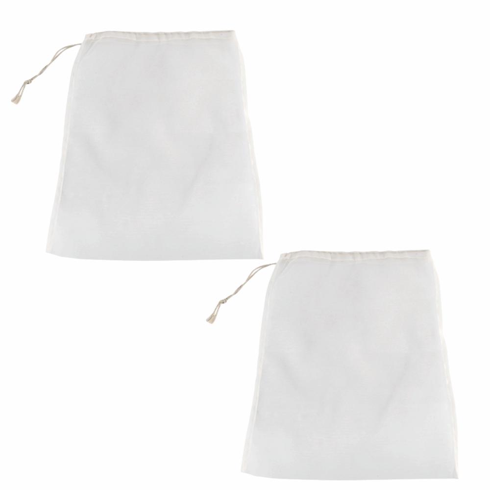 2pcs Reusable 100 Mesh Wine Filter Bag Nylon Drawstring Mesh Filter Bag White Fine Mesh Straining Bag Home Brewing