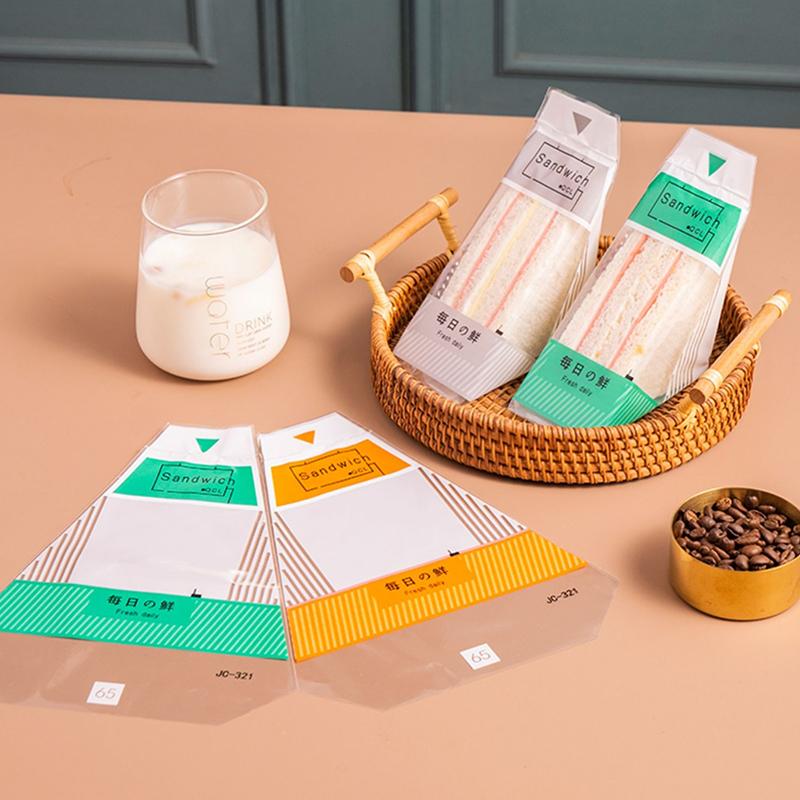 100 Stück transparente Sandwichverpackungen für gebackene Dreieckskuchen, Einwegverpackung, transparenter Beutel