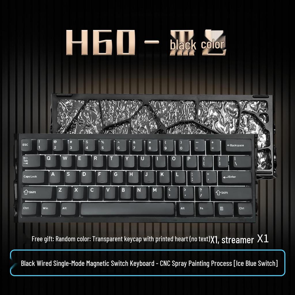 H60 Three-Mode Magnetic Switch Keyboard: Wired, Wireless, Bluetooth, Full Aluminum CNC for Gaming