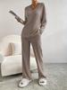 Large Ribbed V-neck Long Sleeve Women's Pant Suit Casual Two-Piece Set - 2025 Autumn/Winter Collection