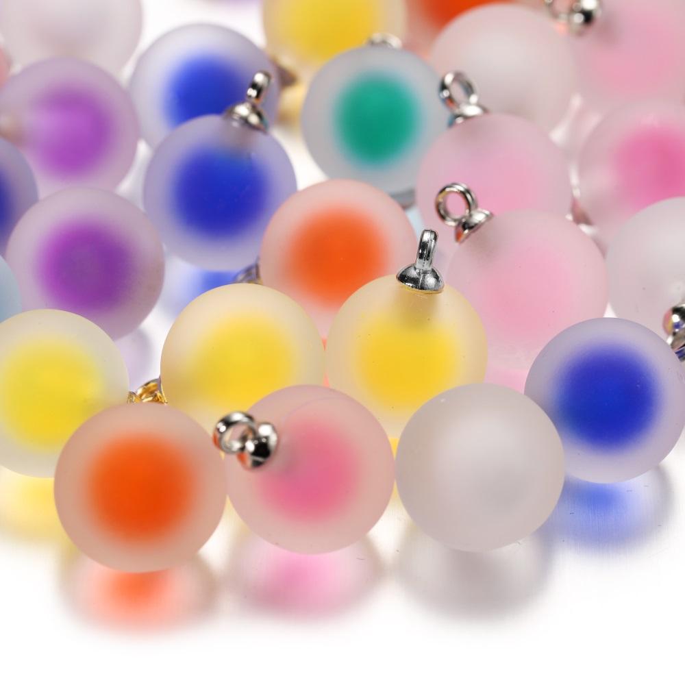 10Pcs/Lot Resin Frosted Round Pendants Charms for DIY Bracelet Earrings Necklace Pendant Jewelry Making Accessories Supplies