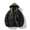 Winter Cotton-padded Couple Cotton-padded Jacket Trendy Fake Two-piece Color Matching Loose and Thickened Men's Hooded Bread-padded Jacket