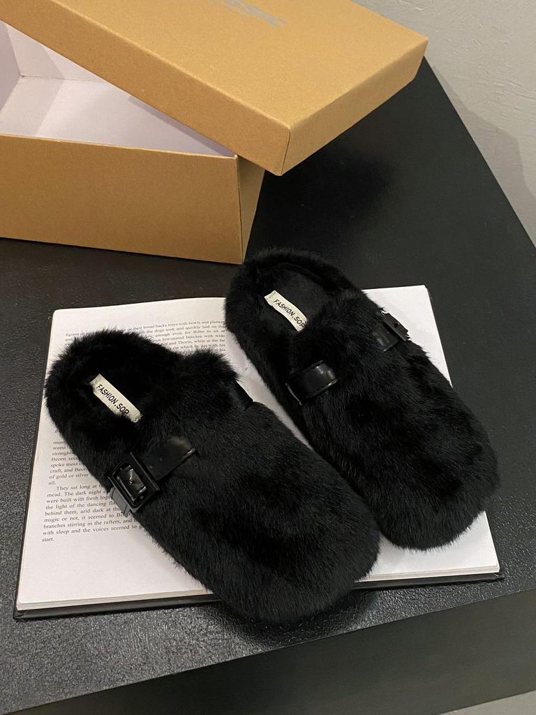 Mao Mao Slippers Women's Outer Wear 2025 New Autumn and Winter One Pedal Fashion Go Out Bag Head Half Drag Cotton Drag Mao Mao Shoes