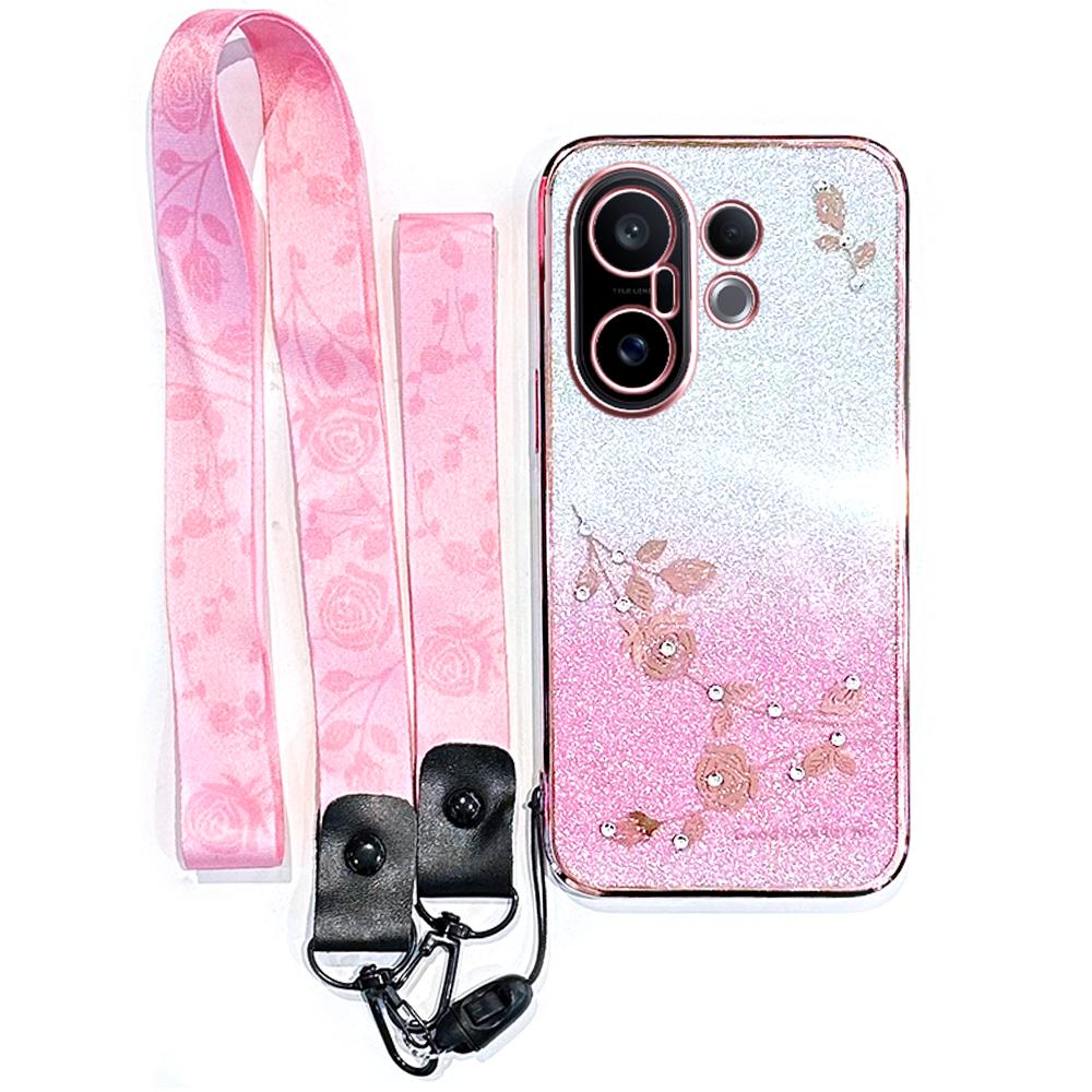 KADEM For Vivo S30 Pro Mini 5G Case Flower Pattern TPU Gradient Phone Cover with Lanyards