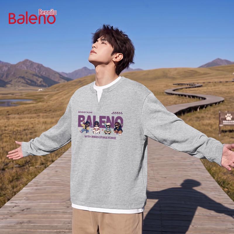 Baleno Men's Casual Crew Neck Graphic Pullover Sweatshirt
