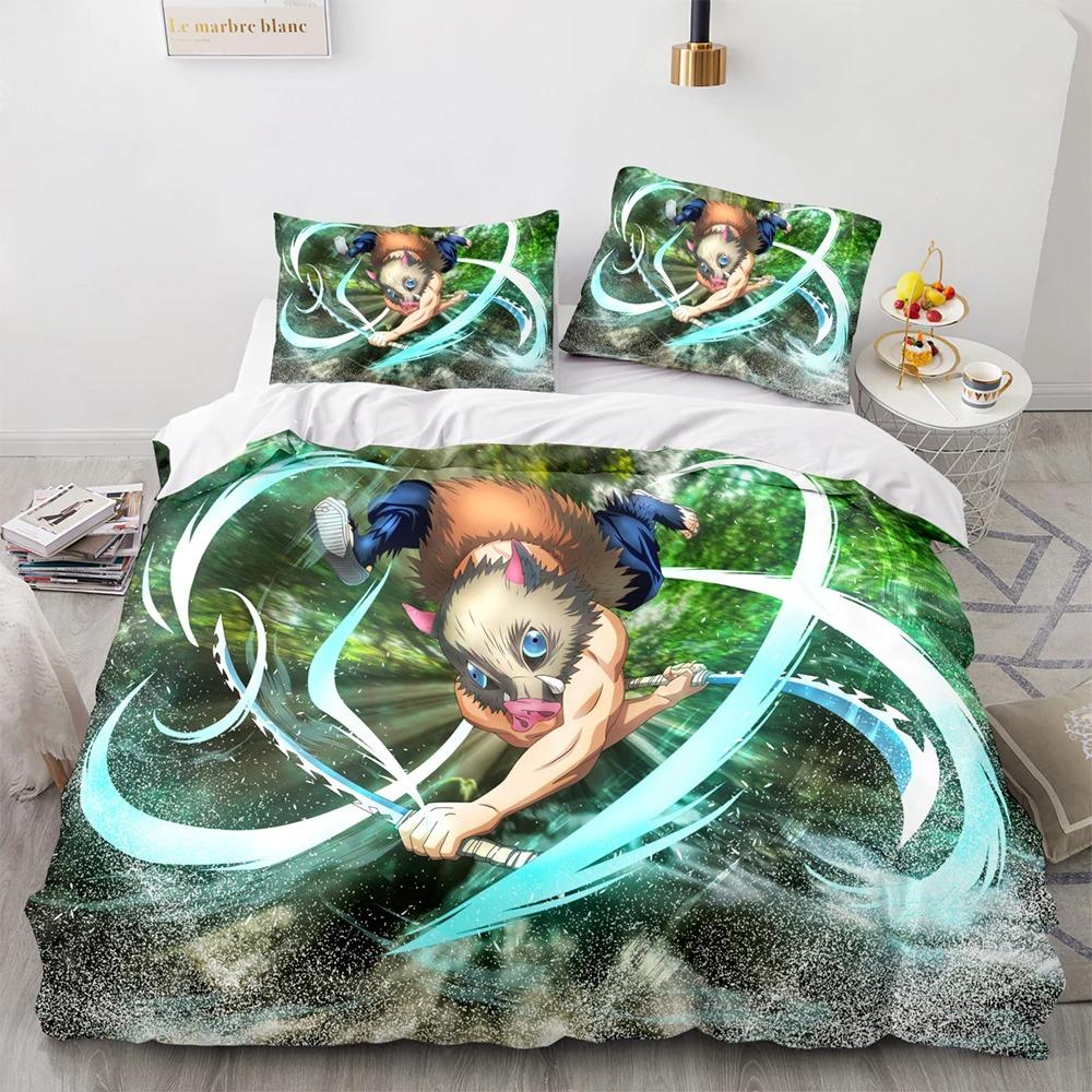 Juego de Cama de Demon Slayer Individual Twin Full Queen King Size Anime Kawaii Juego de Cama Aldulto Niño Dormitorio Juegos de Funda Nórdica 3D