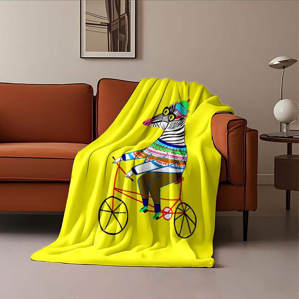 Zebra on Bicycle Blanket for all seasons blanket lunch break throw gift