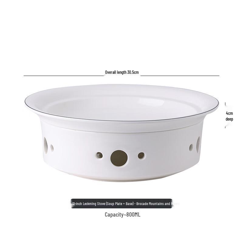 12-Inch Ceramic Warming Dish with Candle Heater