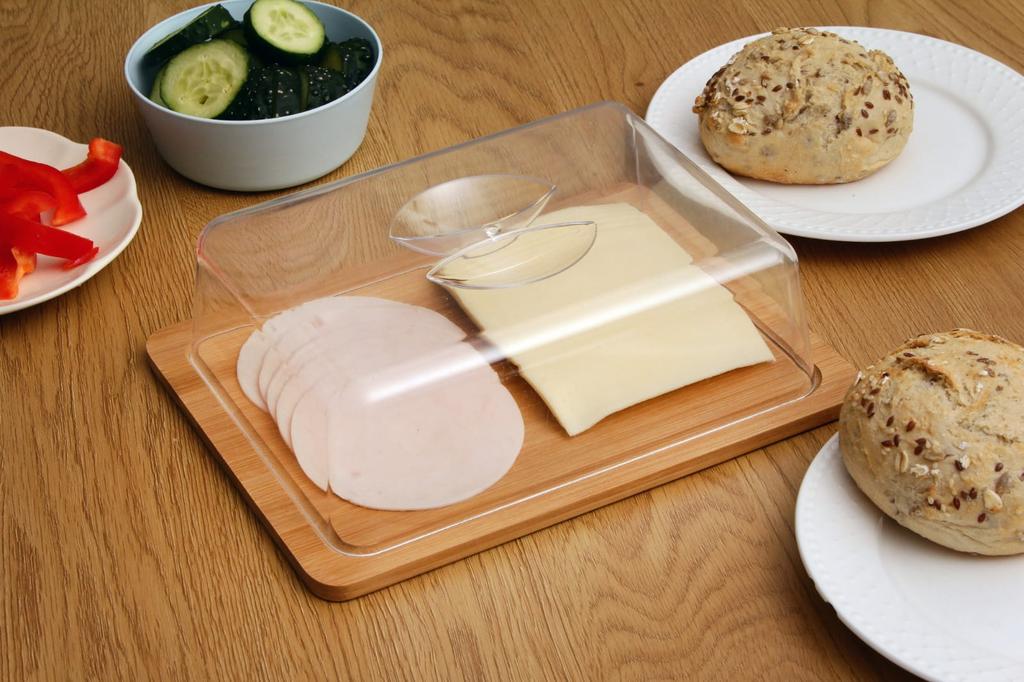 Drewniana deska z kloszem do podawania przechowywania 24,5x19x7.5 cm BRUNBESTE BB-2563