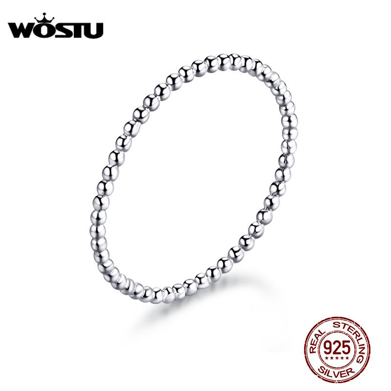 WOSTU 100% Real 925 Sterling Silver Rings New Desgin Simple Stylish Shape Rings Hot Fashion S925 Jewelry CQR574