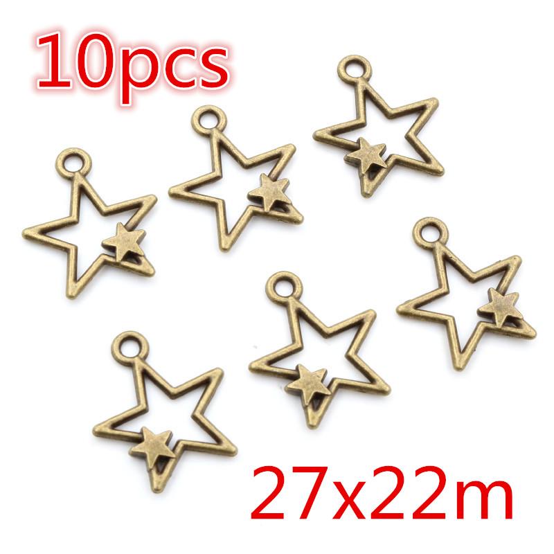 New Fashion Antique Silver Plated Bronze Stars Chrams Metal Alloy Pendant Charms for DIY Neckalce Jewelry Making Findings