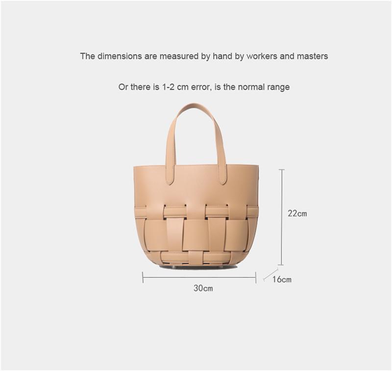 Tote Cowhide Bag 2025 New Versatile Large Capacity Woven Vegetable Basket Niche Genuine Leather Commuting Handbag