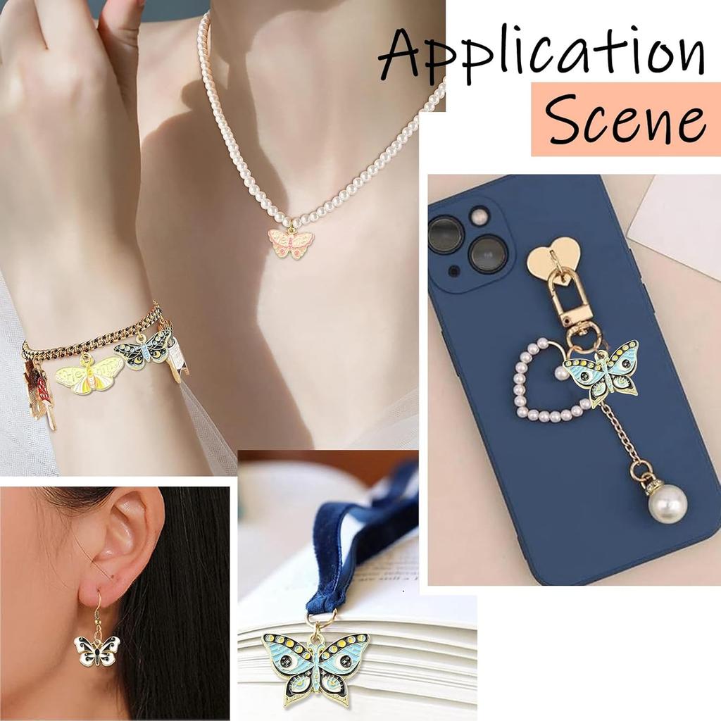 Ornazy 20 pcs 10 Styles Enamel Butterfly Charms Gothic Charms Halloween Moth Animal Insect Lucky Charms for Jewelry Making Keychains Earrings Women