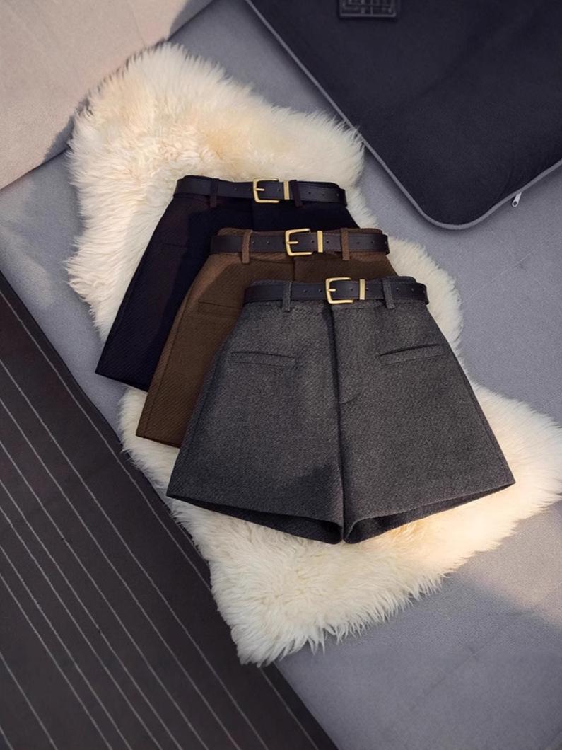 

Petite Women s A-line Wool Shorts - High Waist, Gray, Versatile Wide-Leg for Autumn/Winter 2024 XL