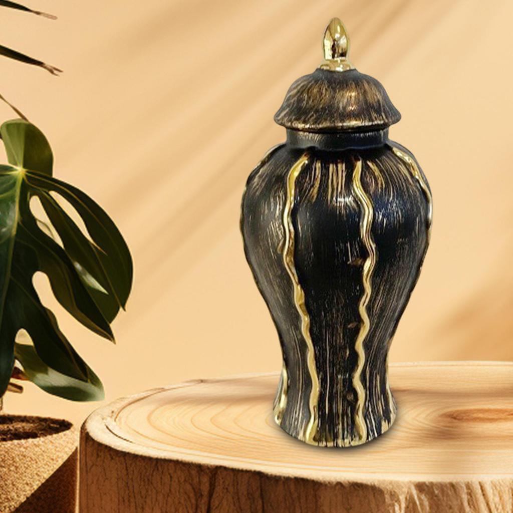 Ceramic Flower Vase with Lid for Display and Storage in Living Room or Office