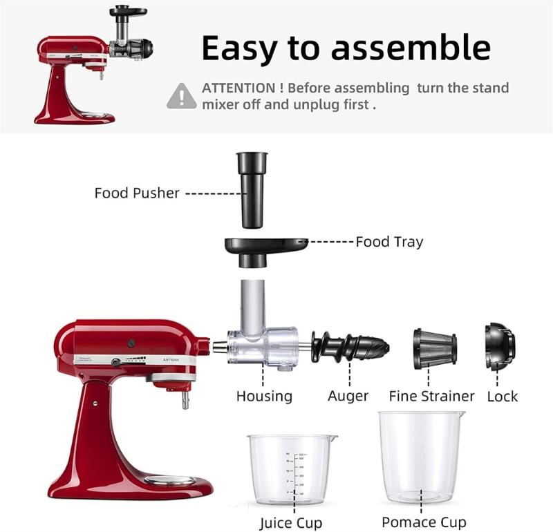 Pieza de exprimidor de masticación lenta para batidora de pie KitchenAid SM-50BC SM-50R SM-50TQ SM-50BL SM-50BK Filtro de masticación en espiral