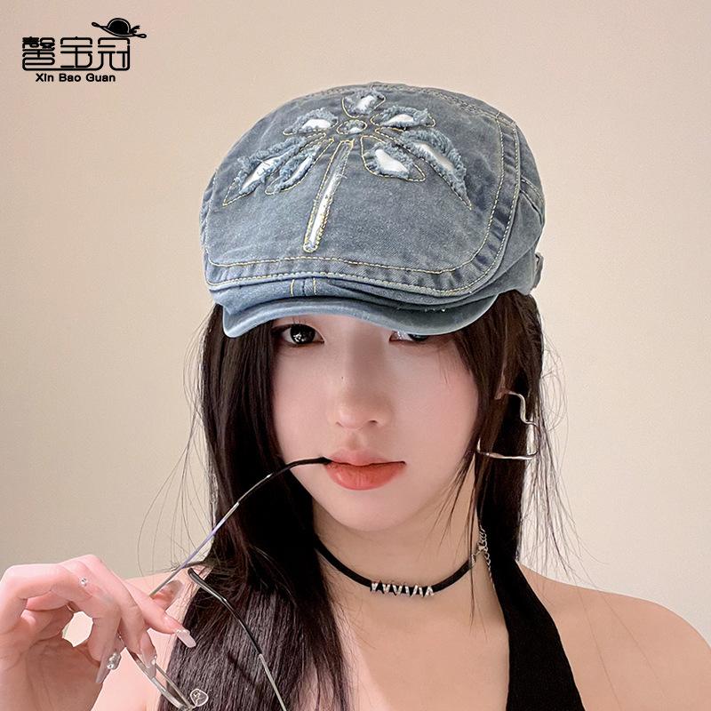 Spring and summer literary painter beret British retro cowboy forward hat fashion hole show face little peaked hat children