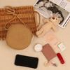 Solid Color Handwoven Bag Round Shoulder Bag Crossbody Bags for Women Girl Straw Woven Bag Large Capacity Beach Bag