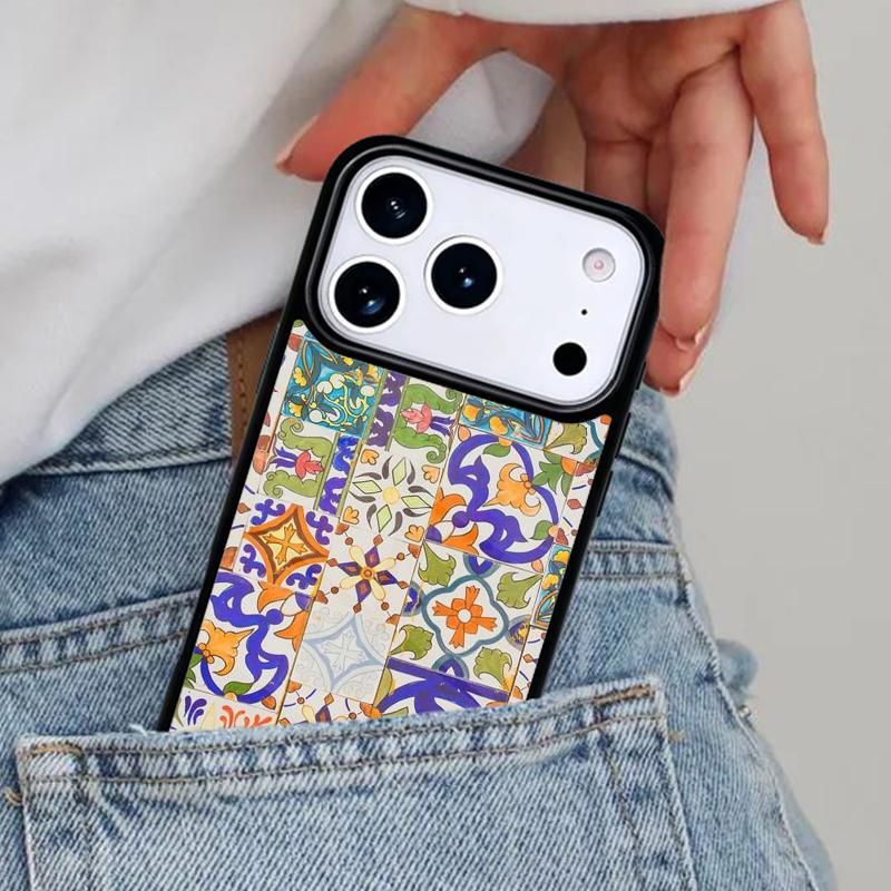 Moroccan Tiles Pattern soft Phone Case for iPhone 17ProMax 12 13 14 15 16e 17 Pro Max Plus Air Cover