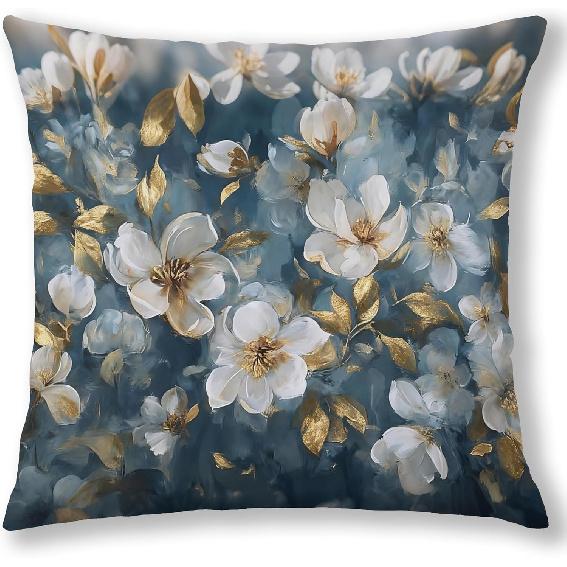 Vintage Dark Green Floral Peacock Pillow Covers 18x18, Peacock Decor, Rustic Cottagecore Botanical Flower Decorative Throw Pillow Covers Pillowcases синий
