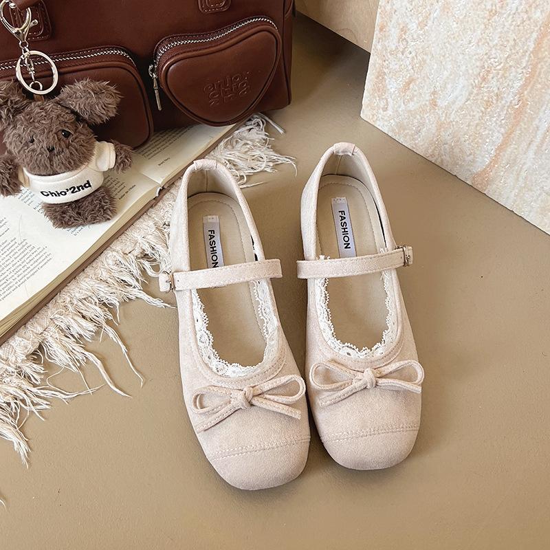 French Ballet Gentle Fairy Style Versatile Spring and Summer Soft Sole Retro Mary Jane Shallow Mouth Single Shoes Inner Height Increase Comfortable Sh