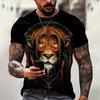Summer Animal Lion 3D Printed Men's T-shirt Casual Short Sleeved T-shirt