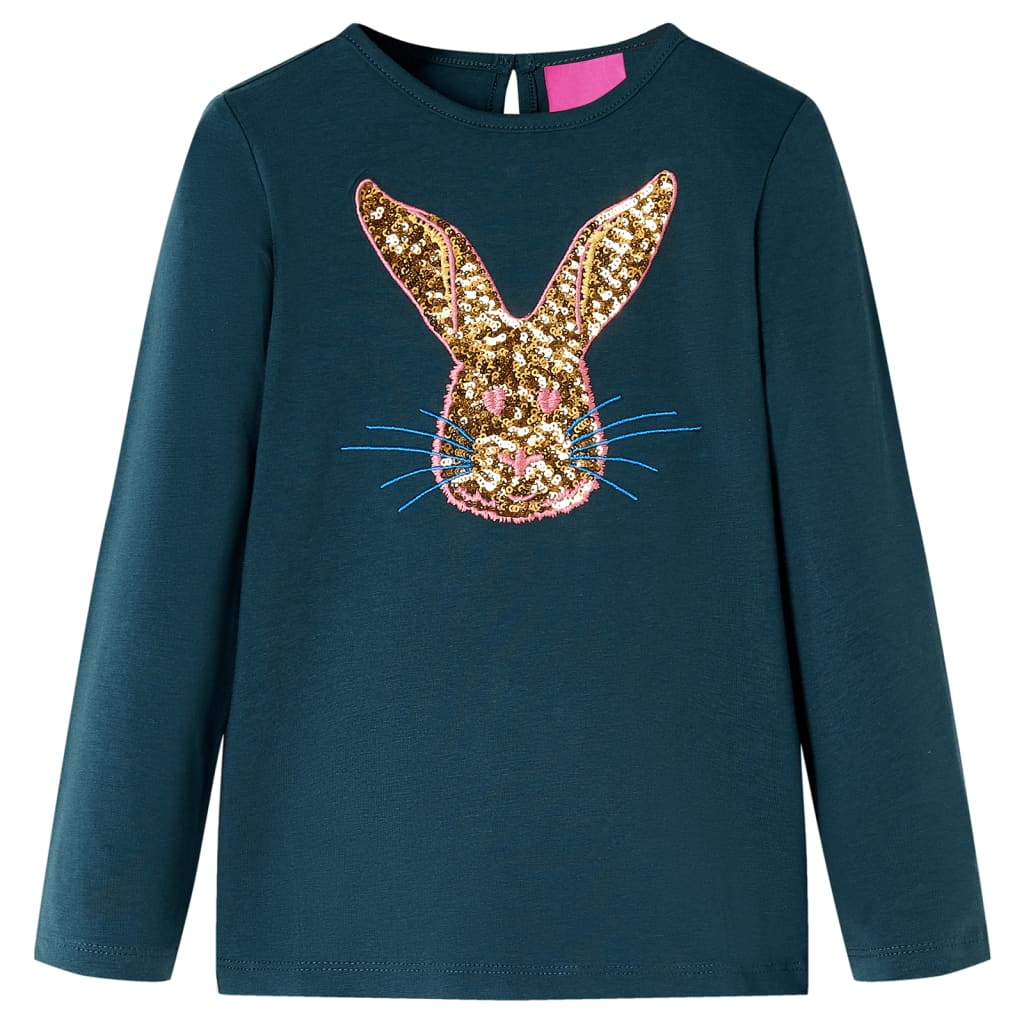 Kids Long Sleeve T Shirt Dark Green Size 104