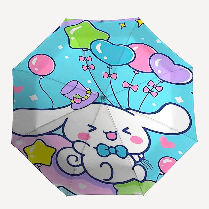 1pc Kawaii Rabbit Balloons Automatic Folding Umbrella - Cute Companion with Heart-Shaped Balloons, Perfect for Fans, Travelers, and Daily Use.D039