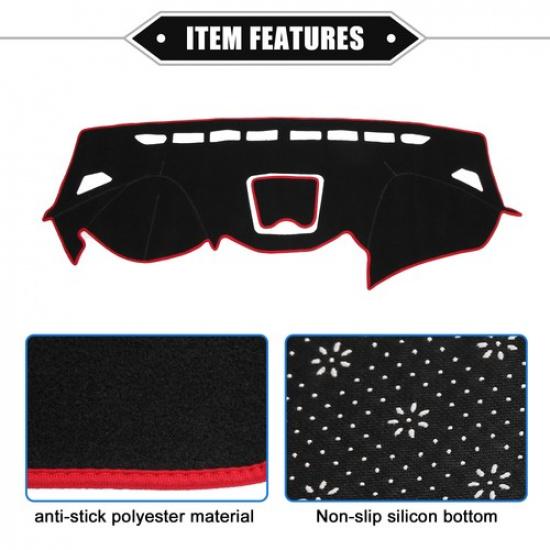 Dashboard Cover Protector Mat for Hyundai Santa Fe 2013-2018 Polyester Black Red
