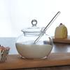 250ml Clear Glass Sugar Bowl with Spoon|Transparent Spice Jar for Kitchen,Home Organization,Cooking,Candy Storage Pot,Glass Container for Sugar,Spices